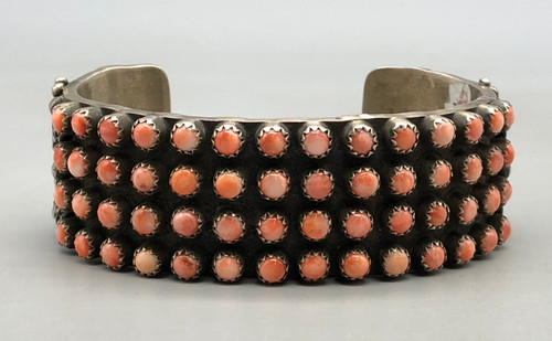 dot or snake eye coral cluster, hand stamped designs, Nelson Burbank, Navajo