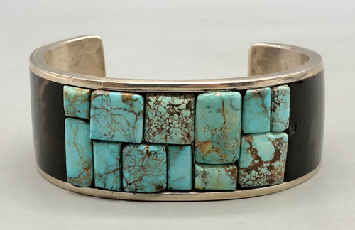 Pueblo inlay, Ted Tapia, pen shell flush inlay, cobblestone turquoise inlay