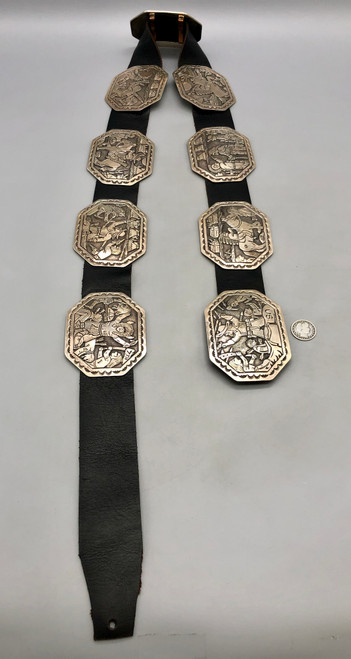 Custer's Last Stand, storyteller belt, pictorial overlay, stippling