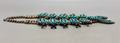 Victor Moses Begay, cluster turquoise cabochons, handmade silver beads, foxtail wire