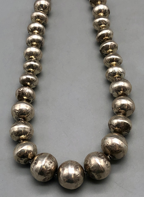 handmade sterling silver beads, graduated, circa 1980s