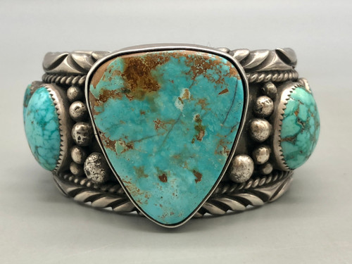 Royston turquoise, Orville Tsinnie, Shiprock, NM, heavy solid cuff