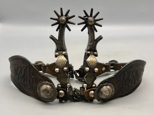 Mike Morales Marked Silver Inlay Spurs With Nice Straps