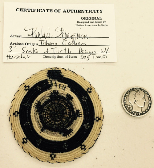 basket with coin for size and certificate