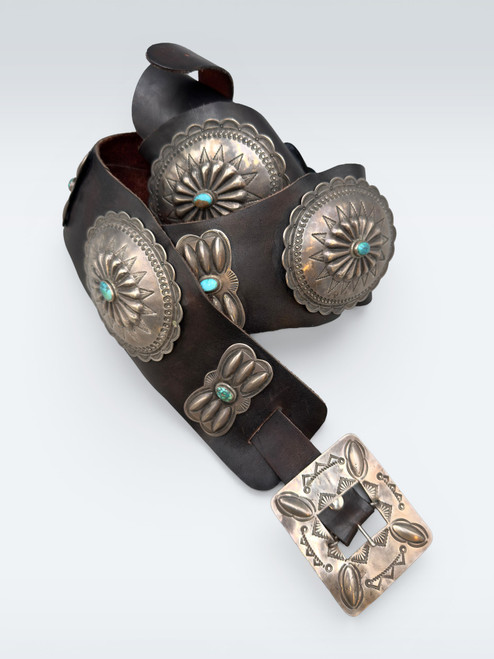 turquoise and sterling silver, butterfly conchos, oval conchos, scalloped edges, repousse,