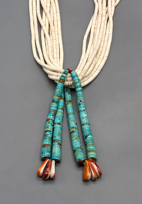 Nine strand, Heishi, Jocla, Mary Coriz, Santo Domingo, spiny oyster, Pueblo wrap