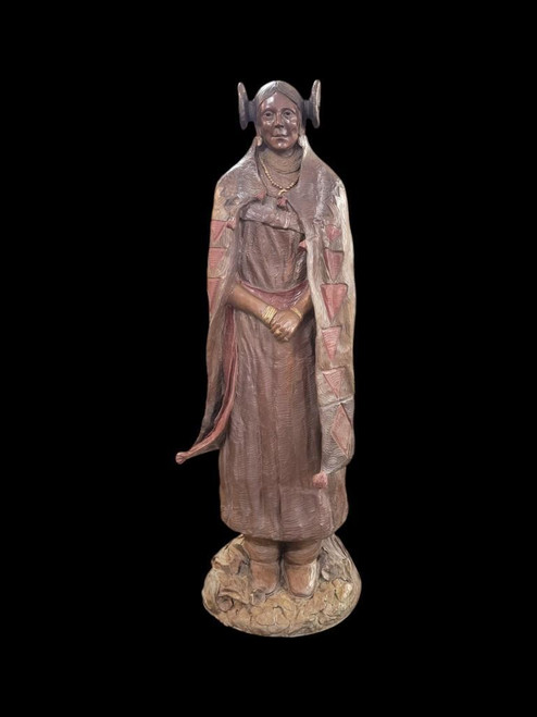 "The Butterfly Whorl", Bob Piercey, bronze, female Native American, numbered, 58 1/2 inches tall.