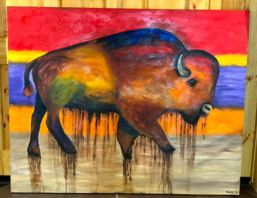 Brent Nageli, "Sacrad Buffalo", Southwest, oil on canvas,original,
