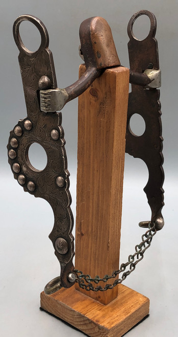 Antique Silver Overlay Engraved Bit With Hooded Port Mouth