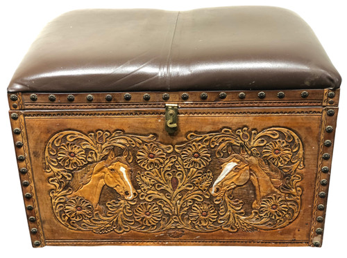 Tooled Leather Trunk By John H. Kittelson