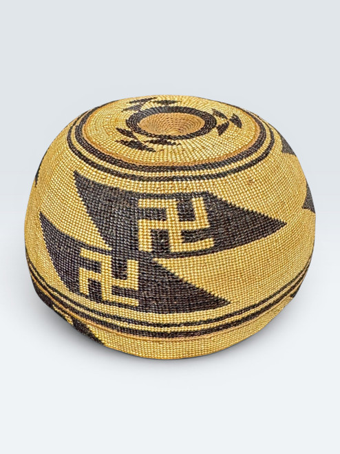 Early 1900s Hupa - Northern California Basketry Hat With Whirling Logs
