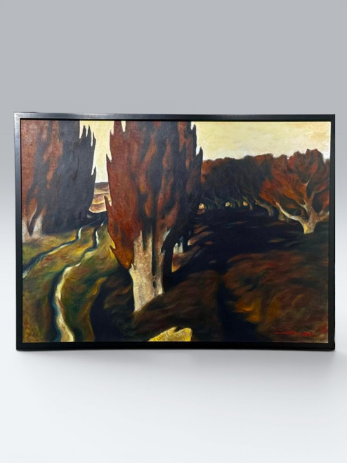 Into The Orchard - Original Oil On Canvas By ZZ Wei - Circa 1990s