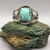 BEAUTIFUL TURQUOISE IN THIS OLDER, INGOT, HANDMADE, SILVER CUFF BRACELET