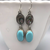 earrings, abalone shell, turquoise, sterling silver, signed