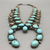 Brilliant Necklace! Vintage Turquoise and Sterling Silver Squash Set