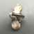 Triple shadow box ring with green turquoise