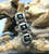 Triple shadow box ring with green turquoise