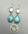 Turquoise teardrop and mother of pearl earrings