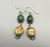 Green double drop earrings