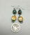 Green double drop earrings