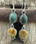 Green double drop earrings