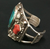 Turquoise and Coral Sterling Silver Cuff Bracelet