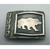 sterling silver, belt buckle, signed, bear