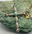 Sandcasted cross with turquoise