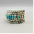 cuff bracelet, turquoise, petit point, sterling silver, signed, T Lowe