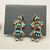 Zuni, cuff bracelet set, ring, earrings, Rainbow Man, sterling silver, vintage, turquoise, coral, mother of pearl