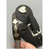 Kelly Bros spurs with heart shape buttons and black leather spur straps.marked Kelly Bros. and the other marked Kelly Bros & Parker (written out).