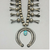 squash blossom necklace, blue gem turquoise sterling silver, vintage