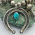 squash blossom necklace, blue gem turquoise sterling silver, vintage