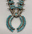 Circa 1950s Zuni Turquoise Needlepoint Squash Blossom Necklace