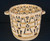polychrome basket with handles and Butterfly designs,yucca, devil's claw and a bear grass bundle foundation, vintage
