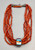 Exquisite Six Strand Coral Necklace with Unique Inlay Pendant