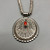 Stylish Coral and Sterling Silver Pendant with Stamped Navajo Pearls