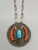 Double sided, turquoise, coral, mother of pearl, onyx, twisted wire
