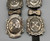 Sterling silver concho belt, oval and butterfly conchos, deep stampwork, leather backings