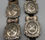 Sterling silver concho belt, oval and butterfly conchos, deep stampwork, leather backings