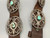 Vintage, turquoise and sandcast concho, natural turquoise, hand stamped designs, brown leather belt
