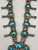 turquoise and sterling silver squash blossom necklace, Leaf applique, silverwork, turquoise with dark matrix