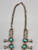 vintage turquoise and sterling silver squash blossom necklace, turquoise cabochons, leaf applique, dots, twisted wire