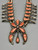 Zuni peach coral inlay and sterling silver squash blossom necklace, two strands of sterling silver beads, foxtail wire
