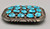 turquoise cluster belt buckle by Tommy Moore, handmade sawtooth bezels, Kingman turquoise