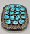 turquoise cluster belt buckle by Tommy Moore, handmade sawtooth bezels, Kingman turquoise