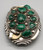 malachite and cat claw sterling silver belt buckle, 11 malachite cabochons on handmade sawtooth bezels, sterling silver accents