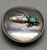 1970s sterling silver bee belt buckle, bee figurine, turquoise cabochon, hand stamped designs