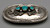 vintage turquoise and sterling silver belt buckle, turquoise cabochons in handmade sawtooth bezels, applique, hand stamped designs