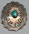 1970s turquoise and coral inlay sterling silver belt buckle, stone settings, handmade sawtooth bezel, hand stamped designs